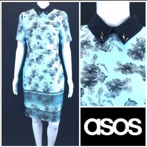 ASOS Floral Peter Pan Collar Jeweled Dress